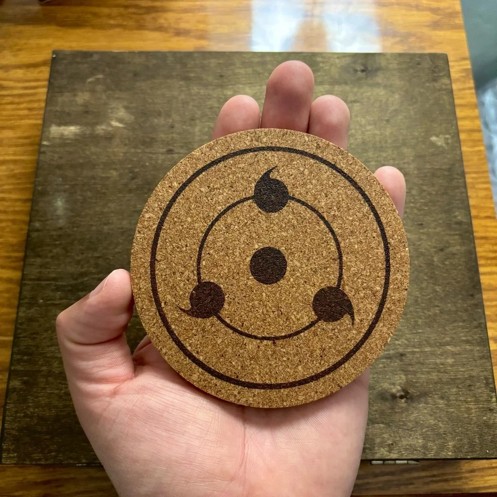 Naruto Sharingan Laser Engraved Cork Coaster